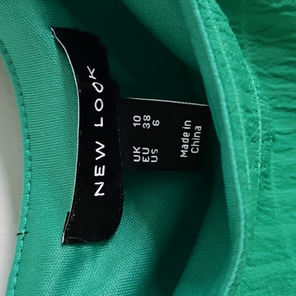 ASOS New Look Green Textured Square Neck Tiered Midi Dress US 6 UK 10 - Picture 4 of 6